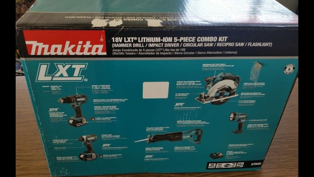 Makita XT505 18V LXT 5-piece combo kit retail box